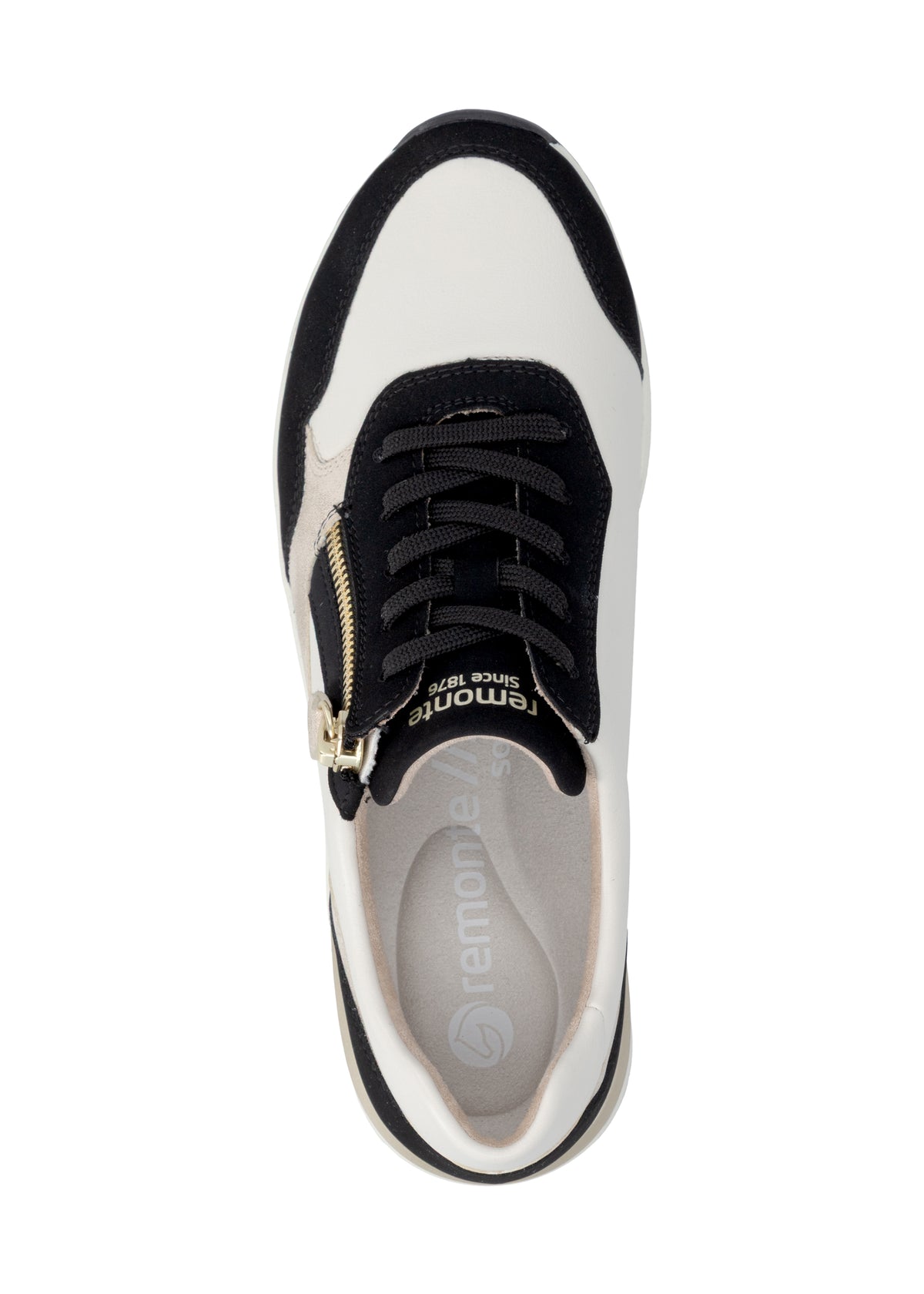 Kängor med kilklack - vit-beige-svart, vegansk