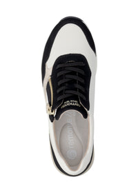 Kängor med kilklack - vit-beige-svart, vegansk