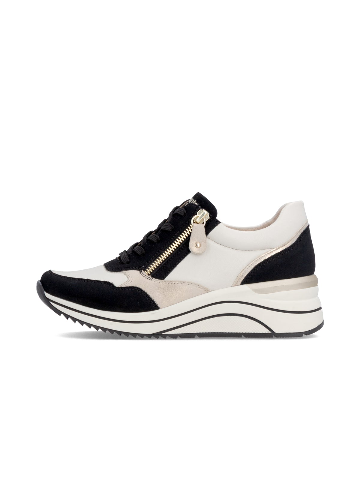 Kängor med kilklack - vit-beige-svart, vegansk