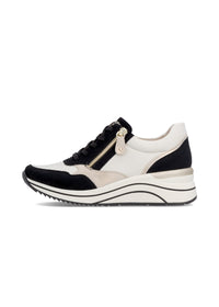 Kängor med kilklack - vit-beige-svart, vegansk