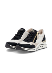 Kängor med kilklack - vit-beige-svart, vegansk