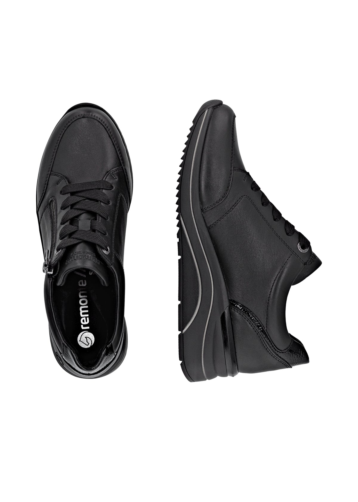 Tennarit kiilakorolla - musta nahka ja musta pohja, Remonte-TEX