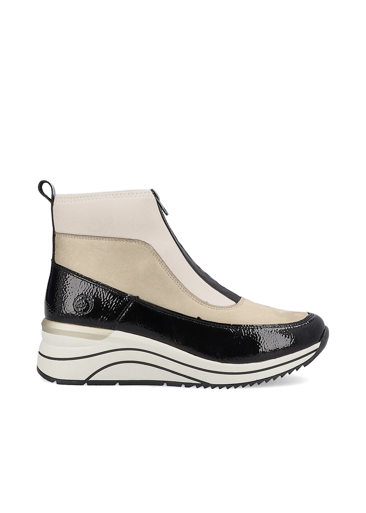 Ankle boots with a wedge heel - beige-black