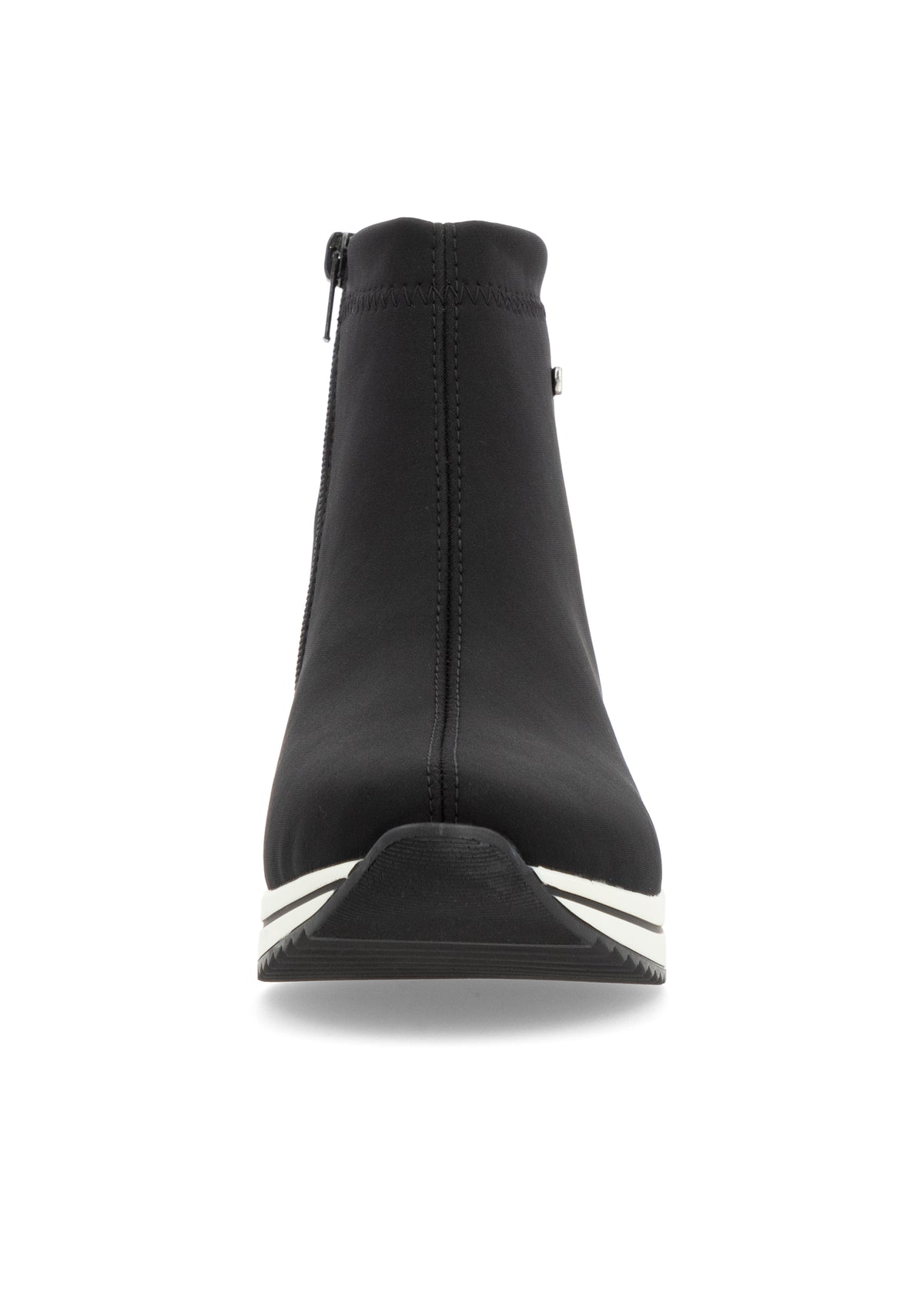 Allvädersankelboots med kilklack – svart textil, Remonte-TEX