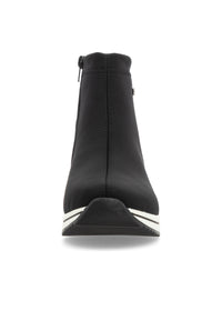 Allvädersankelboots med kilklack – svart textil, Remonte-TEX