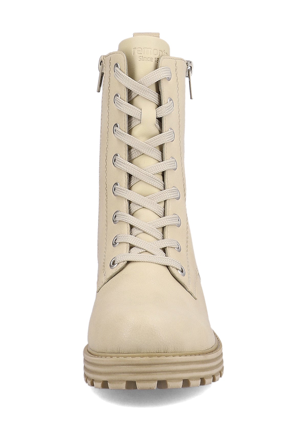 Winter ankle boots with a thick sole - beige
