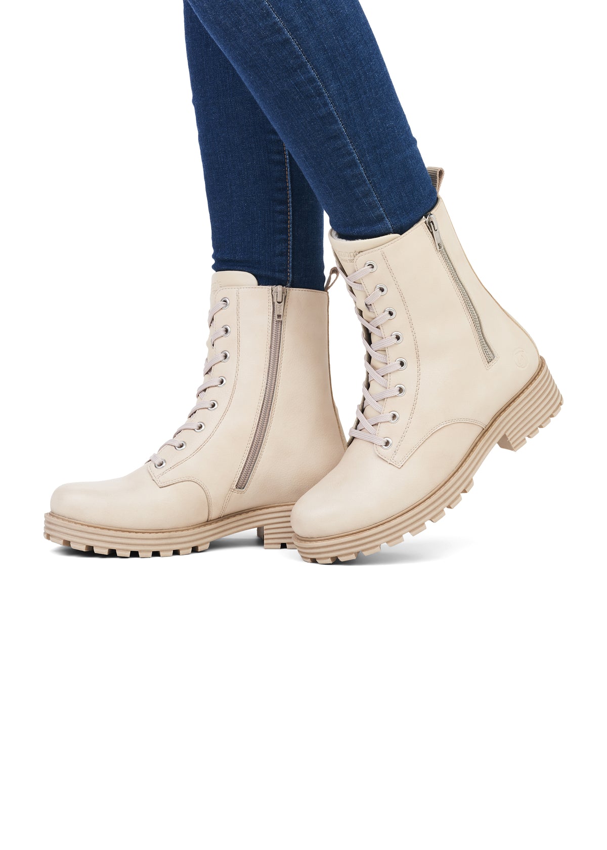 Winter ankle boots with a thick sole - beige