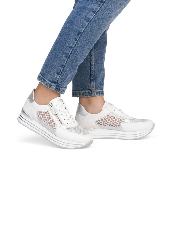 Tennarit paksulla pohjalla - valkoinen, läpinäkyvät pitsisivut