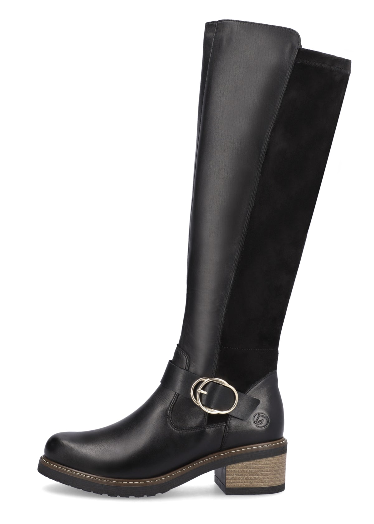 Boots with stiletto heel - black, flexible back, ML shaft