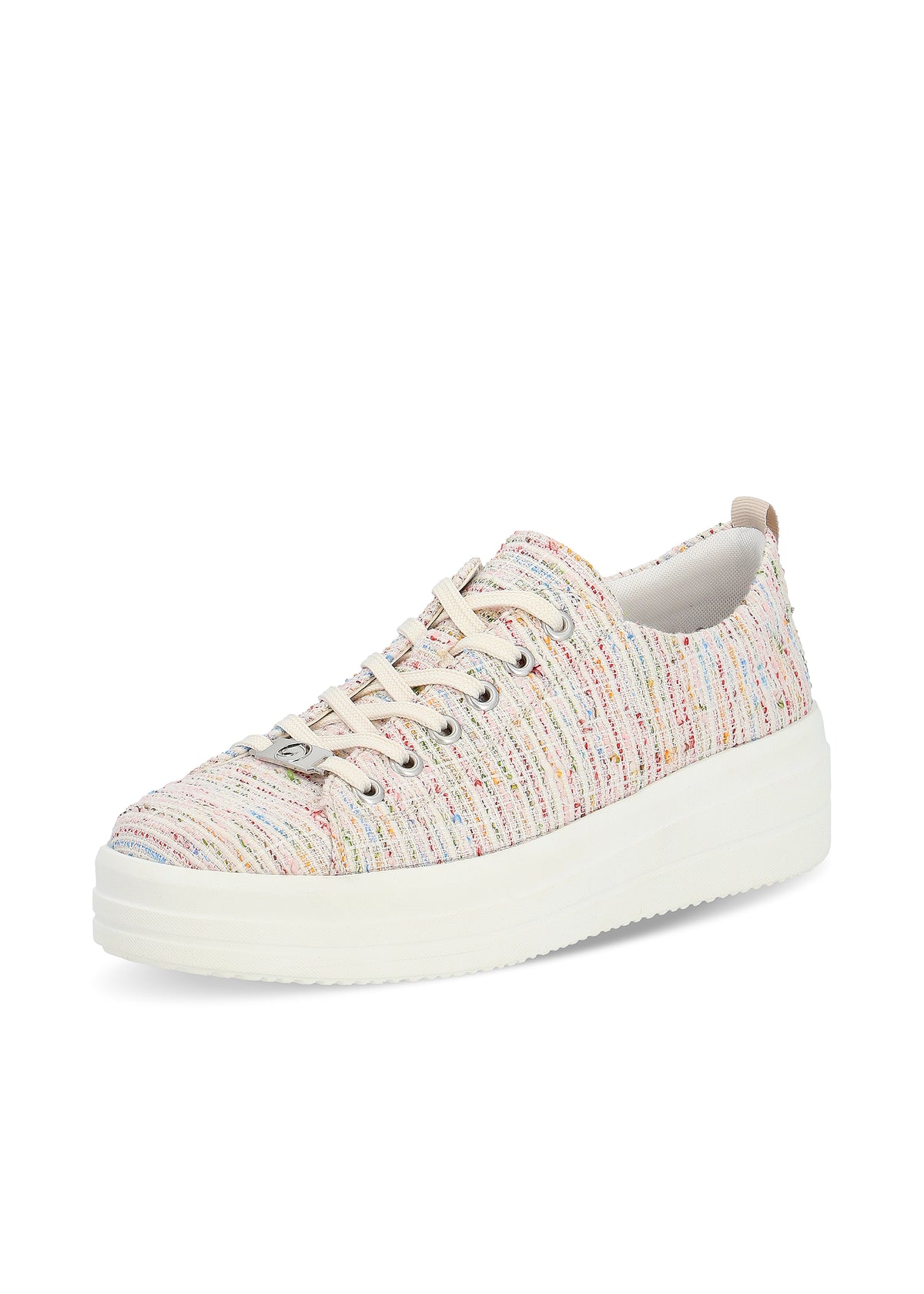 Sneakers with a thick sole - light-colored fabric surface