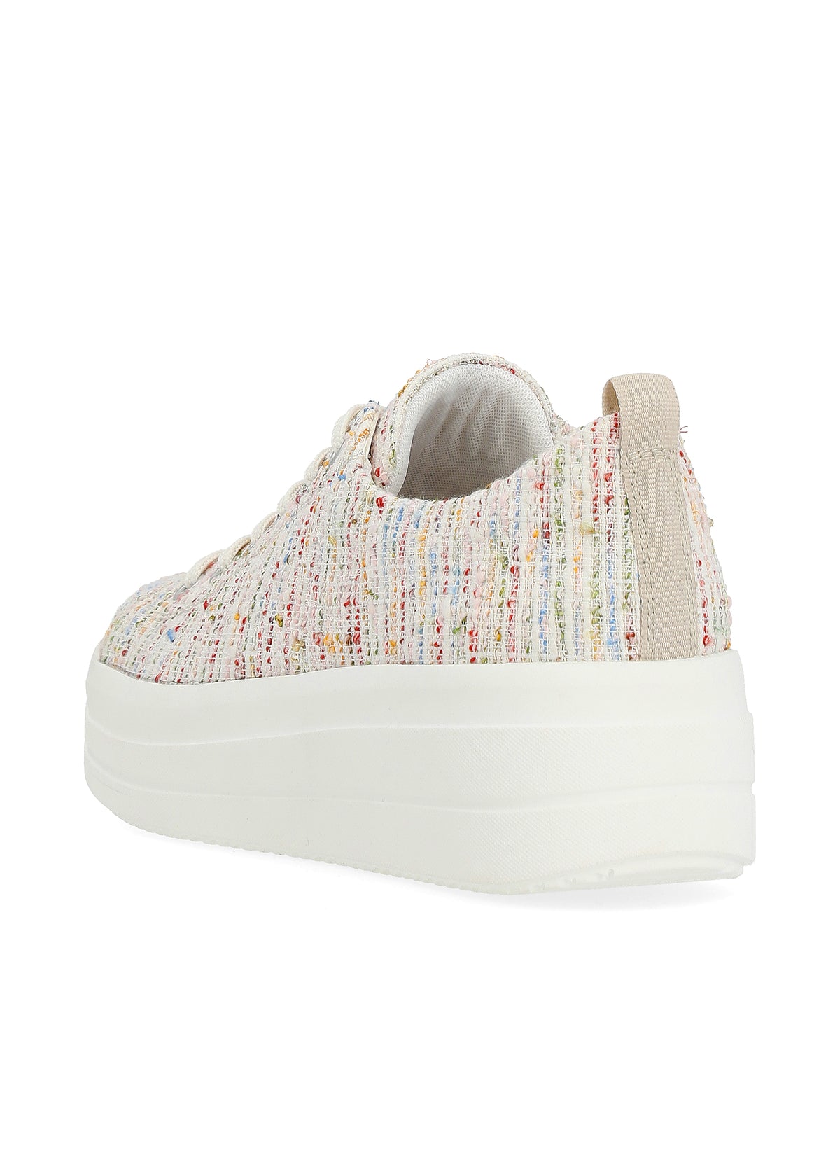 Sneakers with a thick sole - light-colored fabric surface