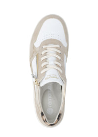 Nauhalliset kävelykengät - valko-beige nahka, leopardiyksityiskohdat