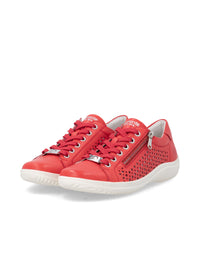 Promenadskor - röda hålmönstrade läder