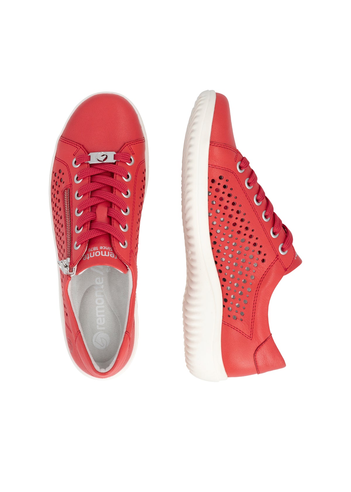 Promenadskor - röda hålmönstrade läder