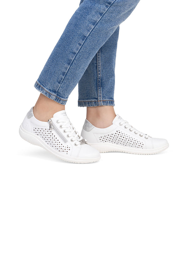 Walking shoes - white perforated leather