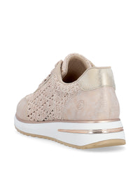 Sneakers with a small wedge sole - pink, knit on the sides