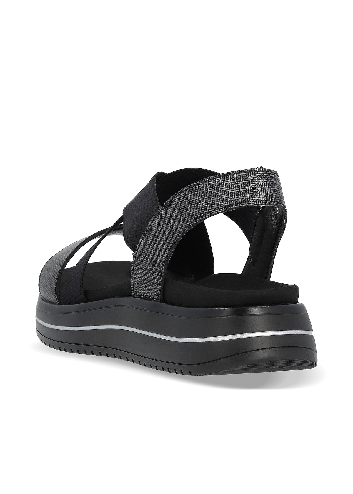 Sandaalit paksulla pohjalla - musta, joustonauhat