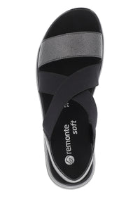 Sandaler med tjock sula - svarta, elastiska remmar