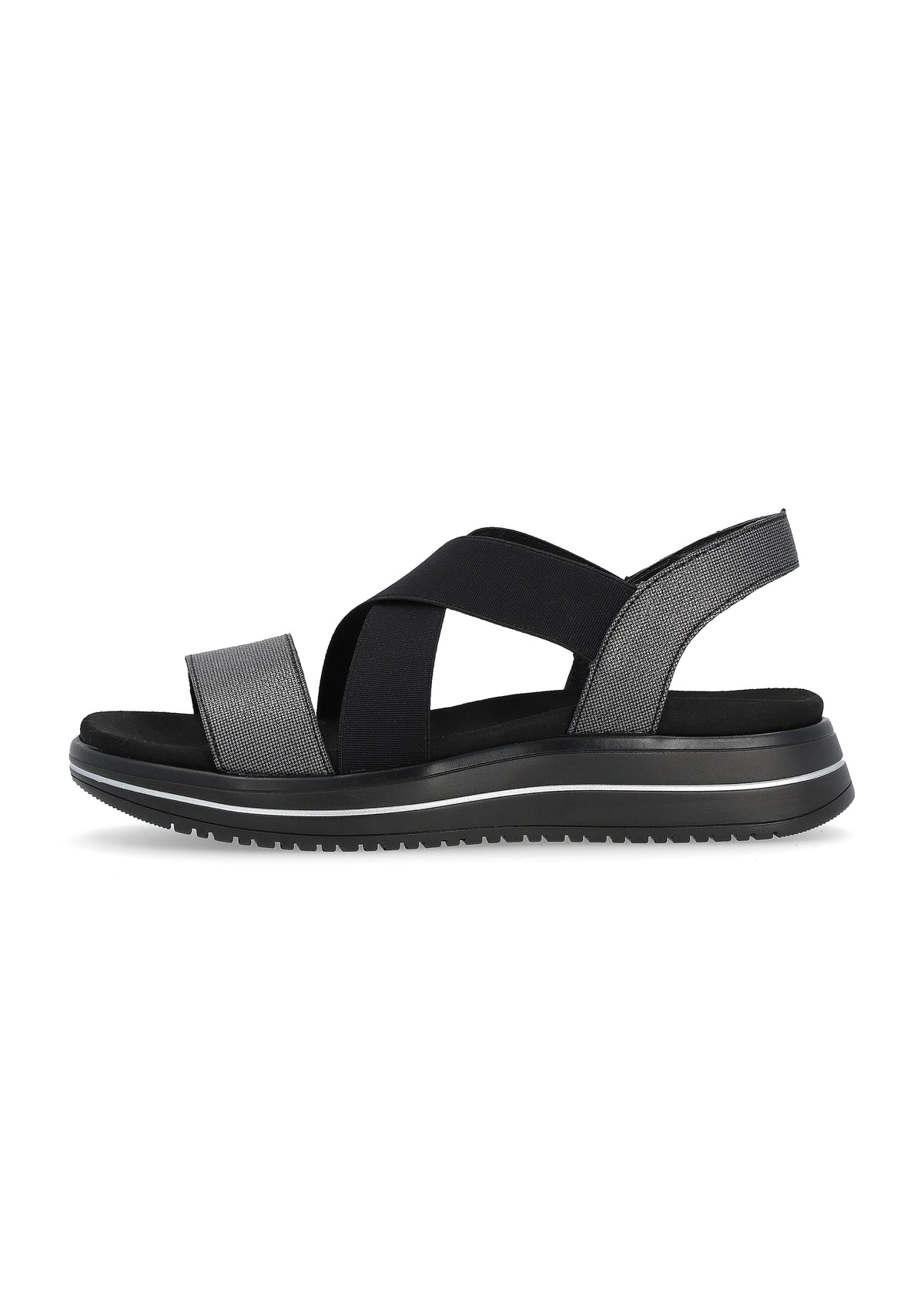 Sandals with a thick sole - black, elastic straps