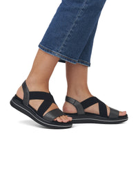 Sandaler med tjock sula - svarta, elastiska remmar