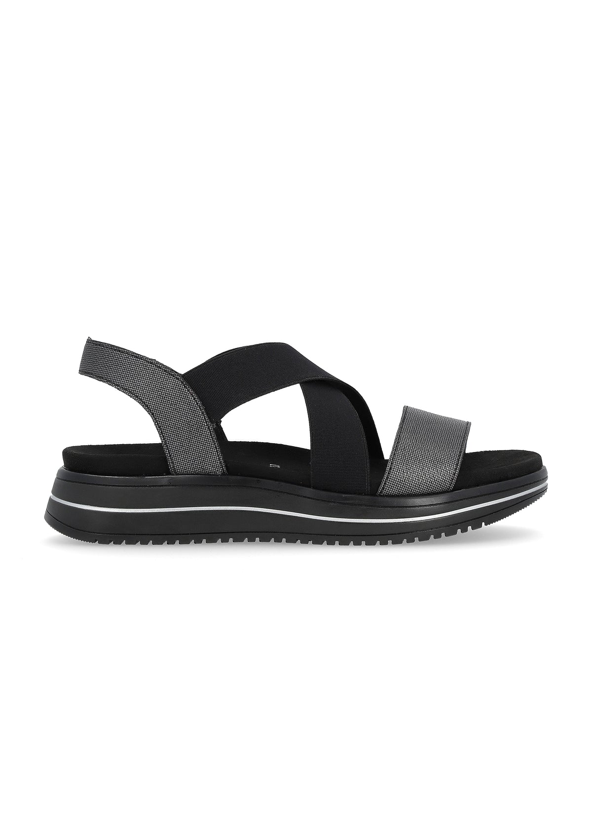 Sandals with a thick sole - black, elastic straps