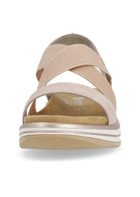 Sandals with a thick sole - nude, rose gold, elastic straps