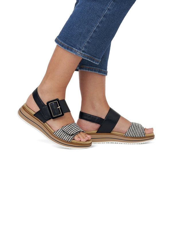 Sandaler med tjock sula - svart, svartvit, kardborreband