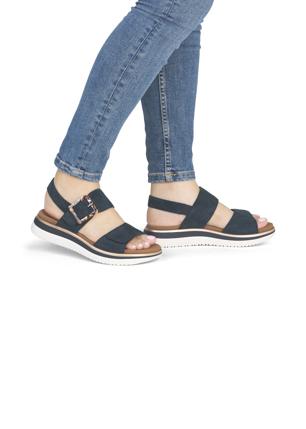 Sandaler med tjock sula - mörkblå, kardborreband