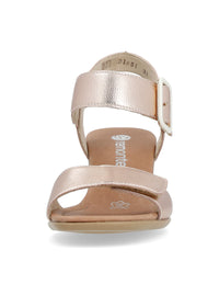 Sandals with stiletto heel - rose gold, velcro fastening