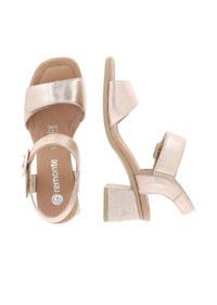 Sandals with stiletto heel - rose gold, velcro fastening