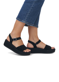 Sandaalit paksulla pohjalla - musta, tarrakiinnitys