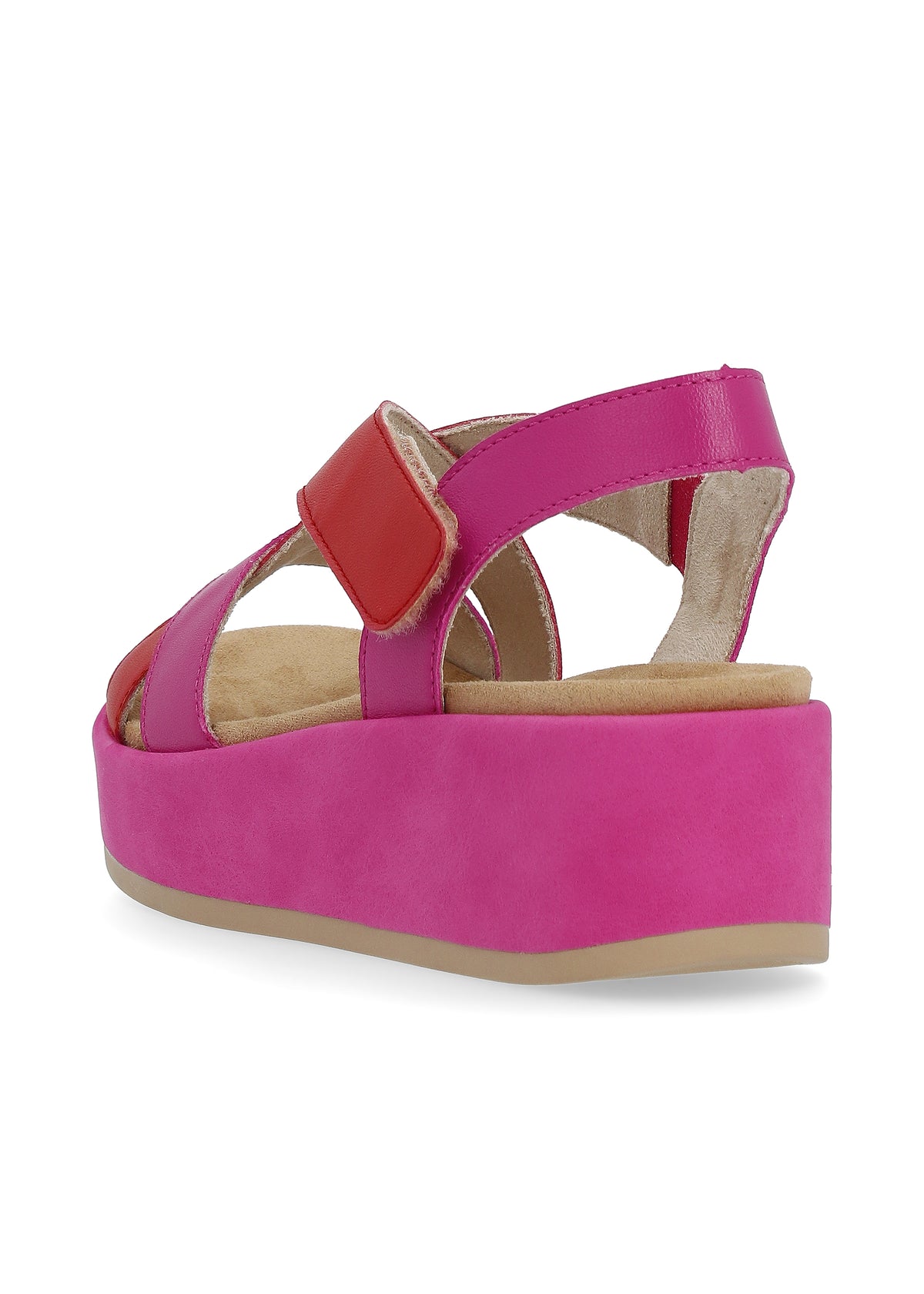 Sandals with a thick sole - pink, red, Velcro fastening