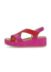 Sandals with a thick sole - pink, red, Velcro fastening