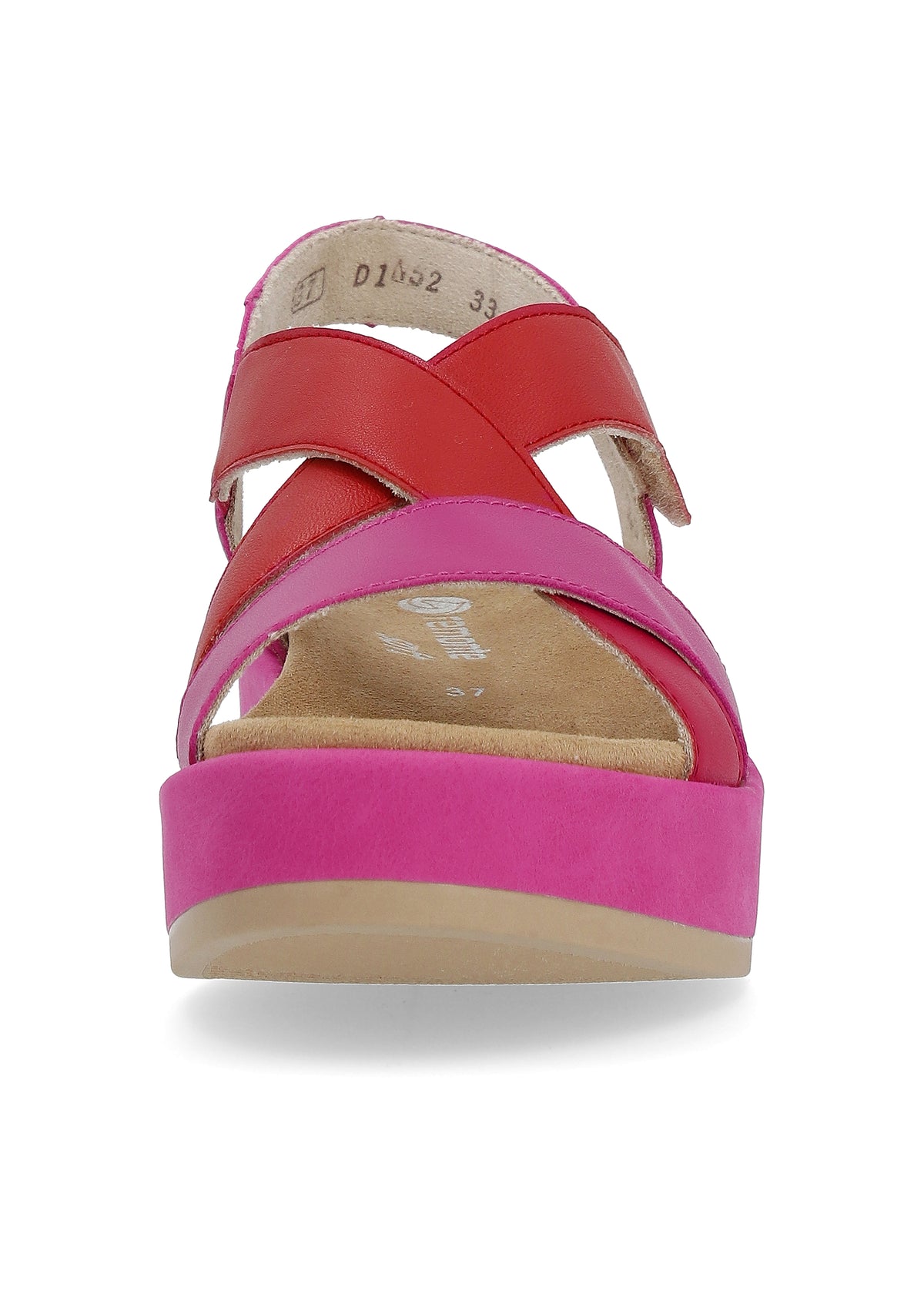 Sandaalit paksulla pohjalla - pinkki, punainen, tarrakiinnitys