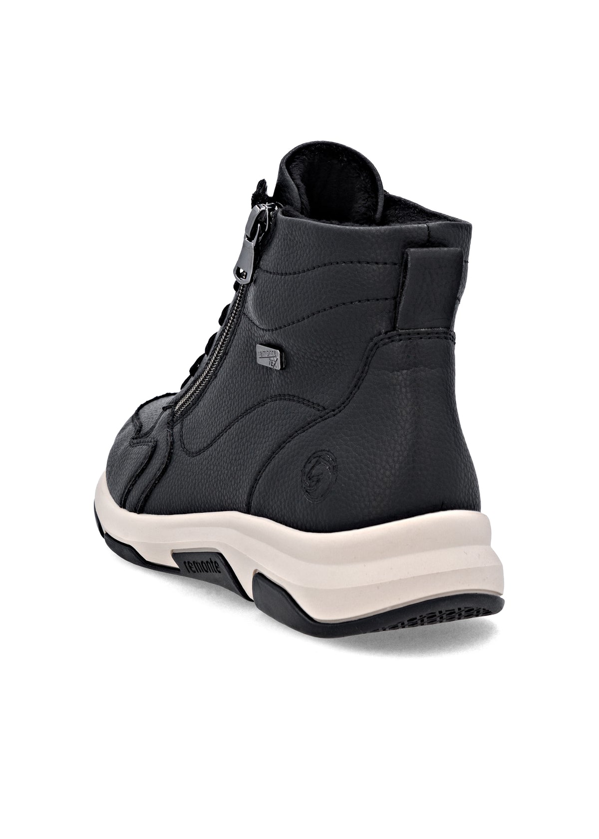 Casual ankle boots - black leather, light sole, Remonte-TEX