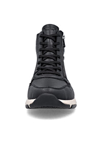 Casual ankle boots - black leather, light sole, Remonte-TEX