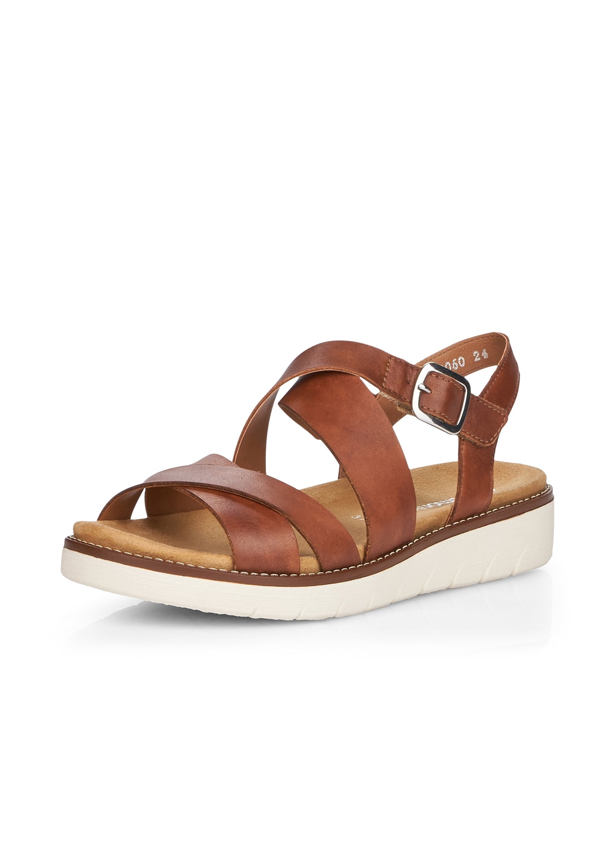 Sandals with straps - brown leather, light sole