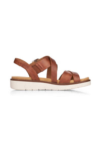 Sandals with straps - brown leather, light sole
