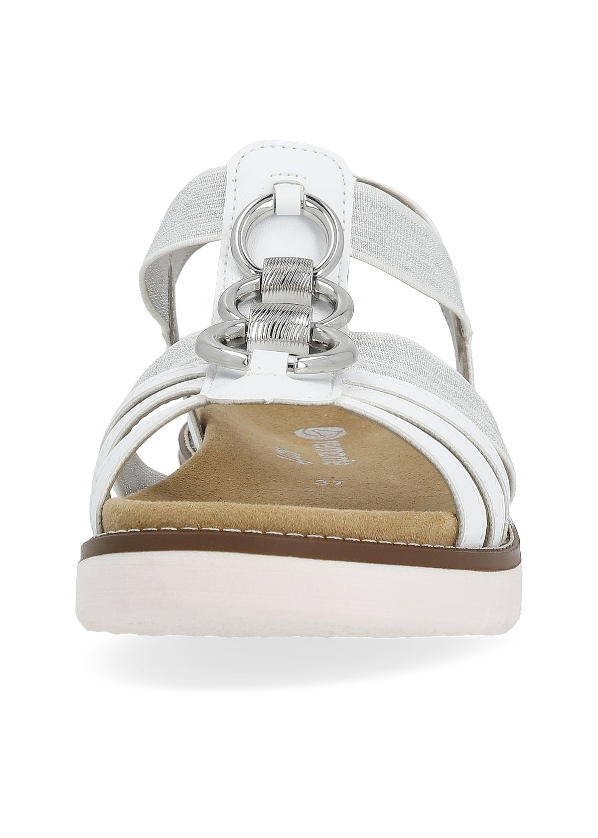 Sandaler med elastiska remmar - vita, silverdekorationer
