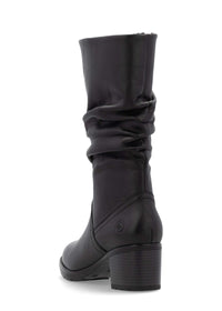 Boots with stiletto heel - black leather, crinkled shaft