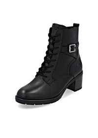 Ankle boots with block heel - black leather