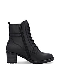 Ankle boots with block heel - black leather