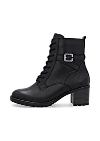 Ankle boots with block heel - black leather