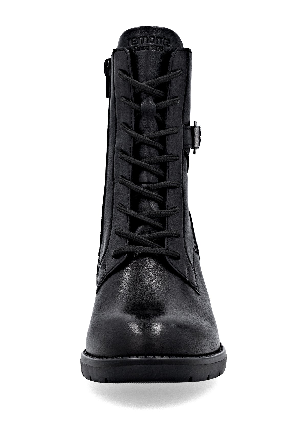 Ankle boots with block heel - black leather