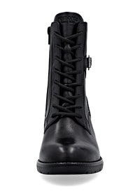 Ankle boots with block heel - black leather