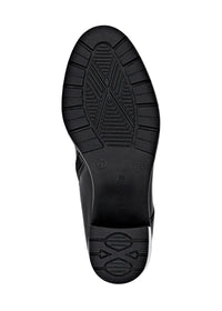 Ankle boots with block heel - black leather