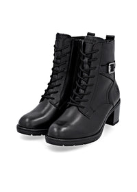 Ankle boots with block heel - black leather