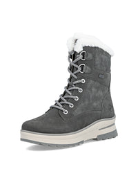Winter boots with friction sole - gray leather, Remonte-TEX