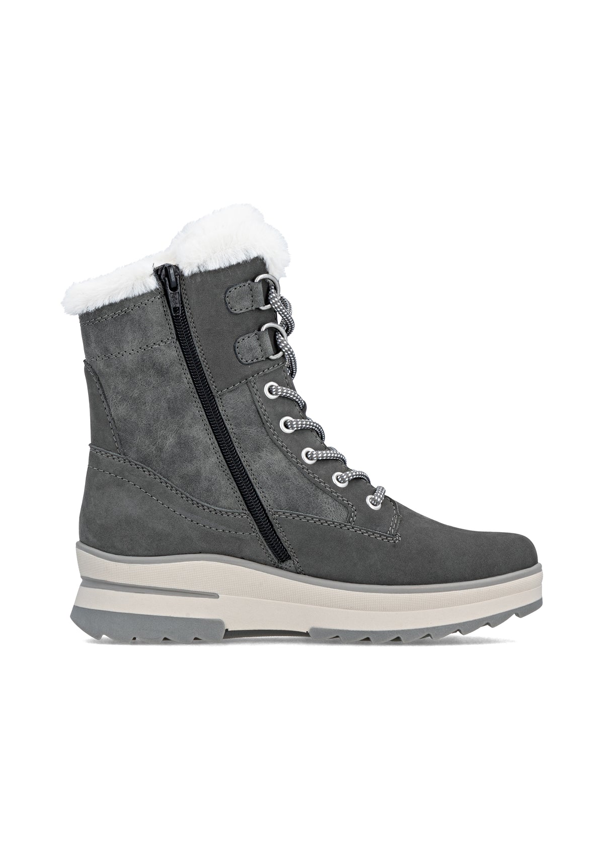 Winter boots with friction sole - gray leather, Remonte-TEX