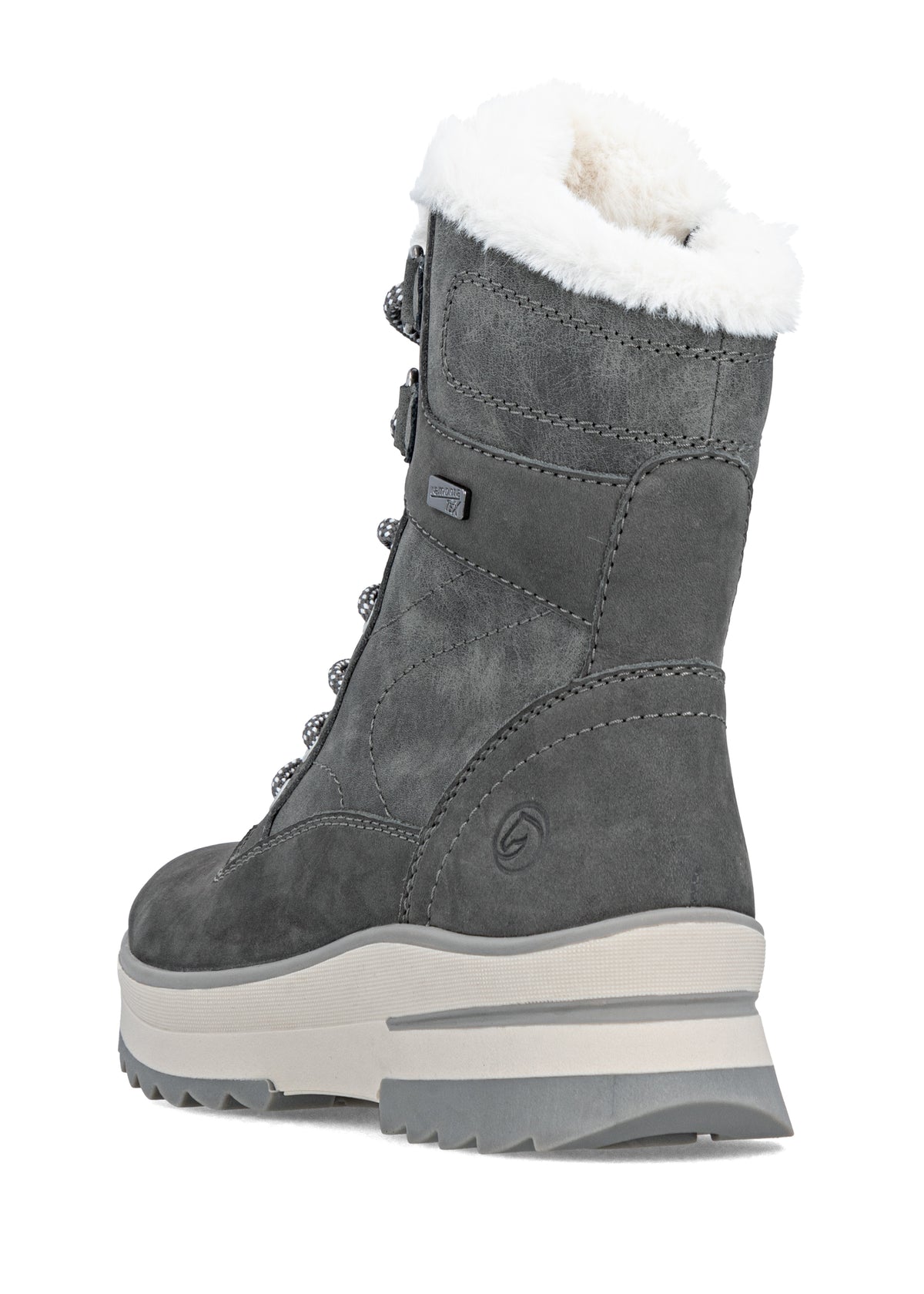 Winter boots with friction sole - gray leather, Remonte-TEX